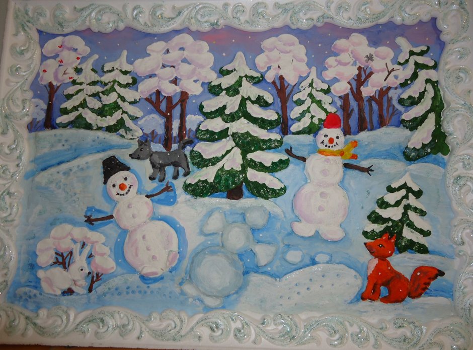Рисование с детьми в детсаду на тему зима