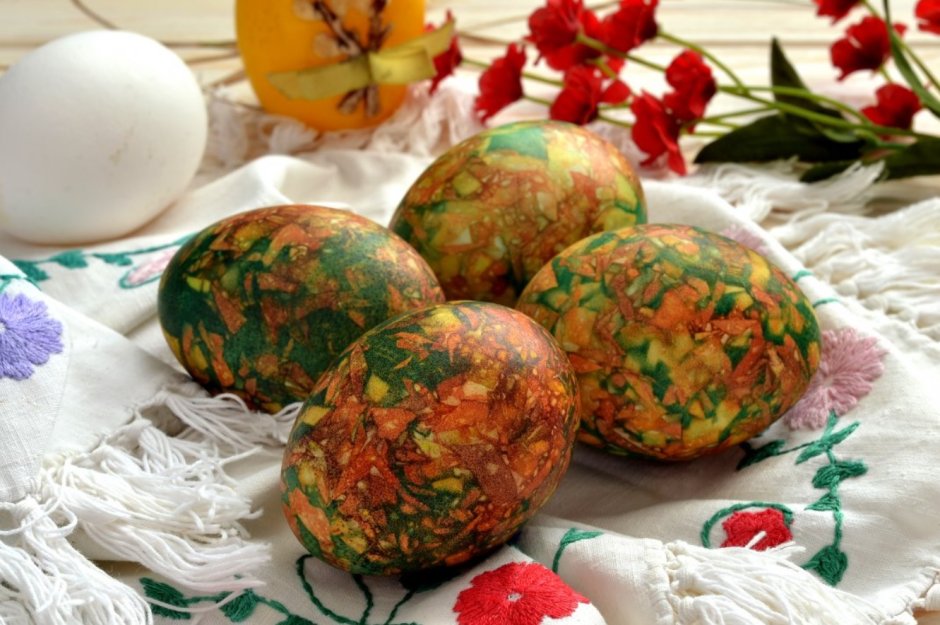 Яйца мраморные с зеленкой