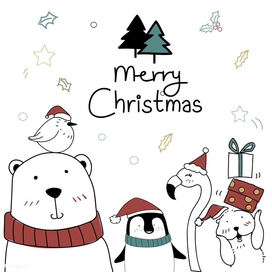 Открытка Merry Christmas рисунок