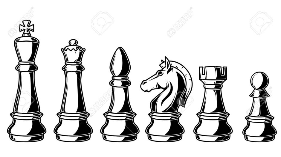 Шахматные фигурки в одну полоску на прозрачном фоне