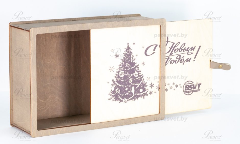Подарочная деревянная коробка на новый год