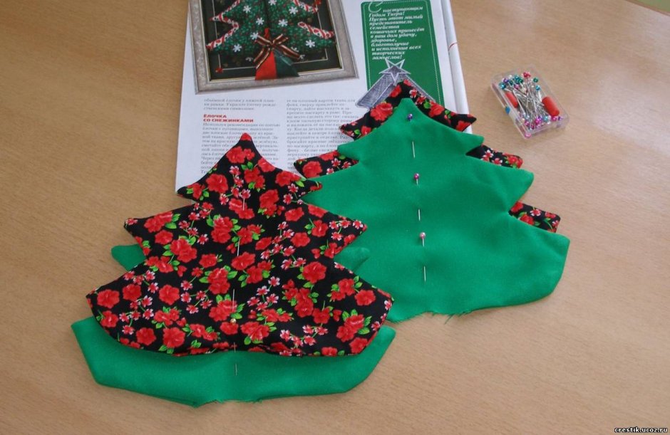 Изготовление новогоднего сувенира елочка из ткани