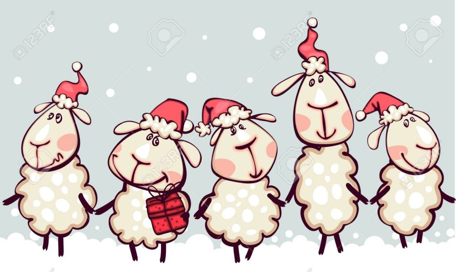 Новогодние открытки с овечками