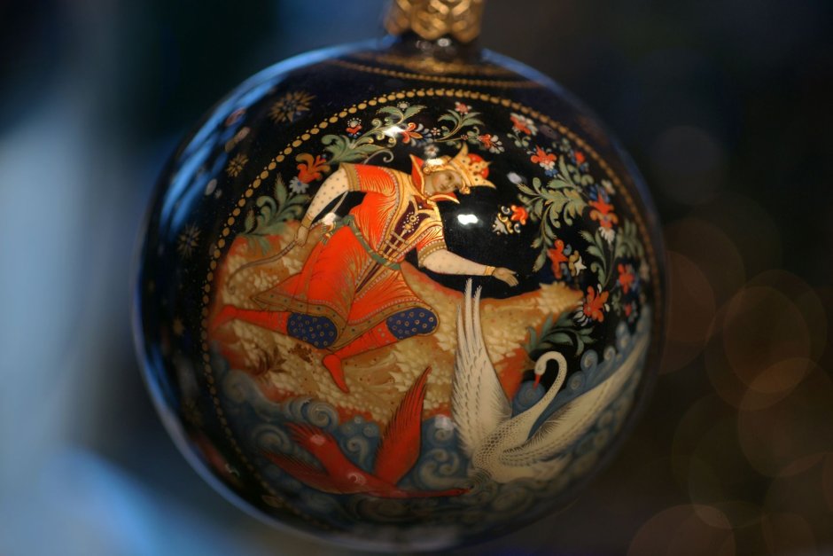 Палехская лаковая миниатюра новогодние шары
