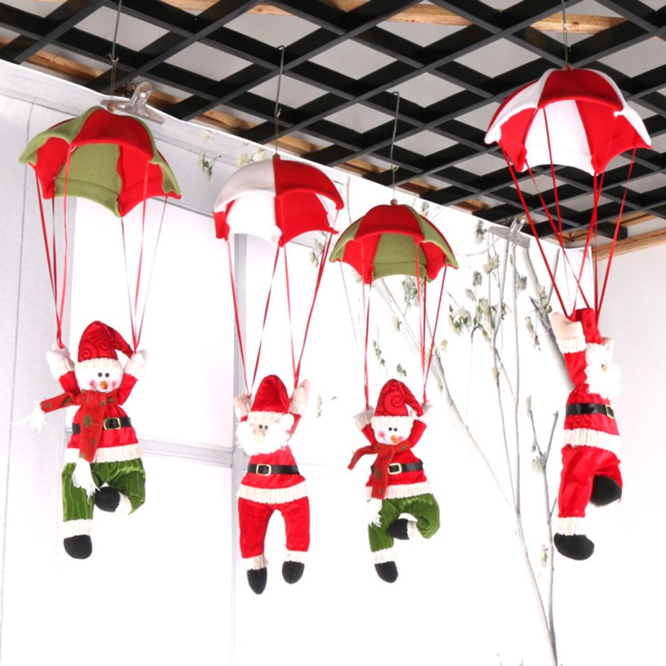Новогоднее украшение Санта Клаус на парашюте