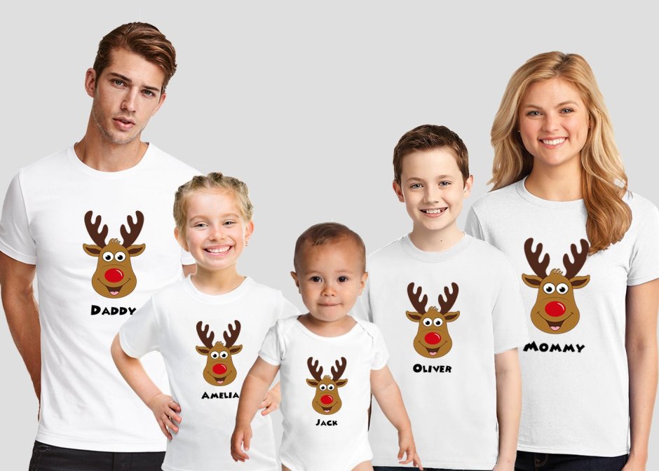 Рождественские футболки семья