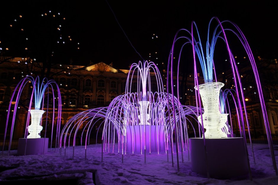 Новогодние световые фонтаны