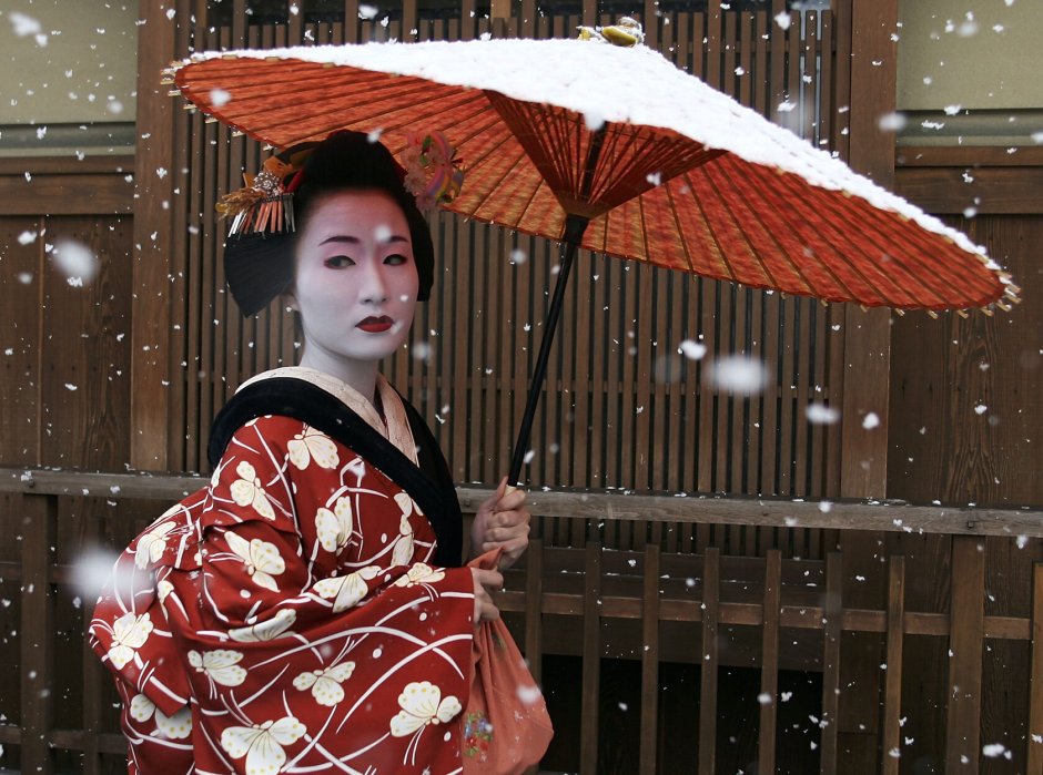 Кимоно гейша зимой