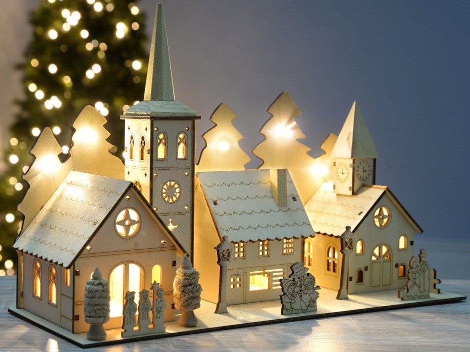 Wooden Christmas Village