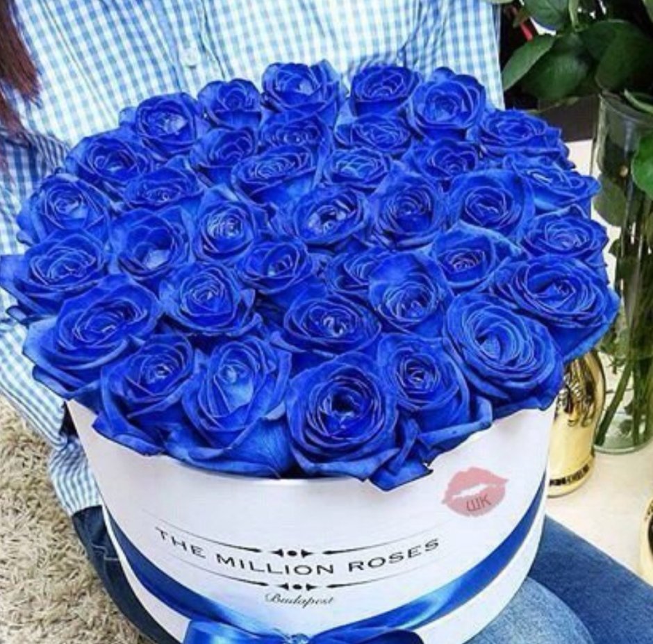 Букет синих роз с днем рождения