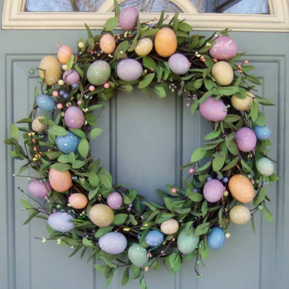 Easter Wreath with Pastel Lights