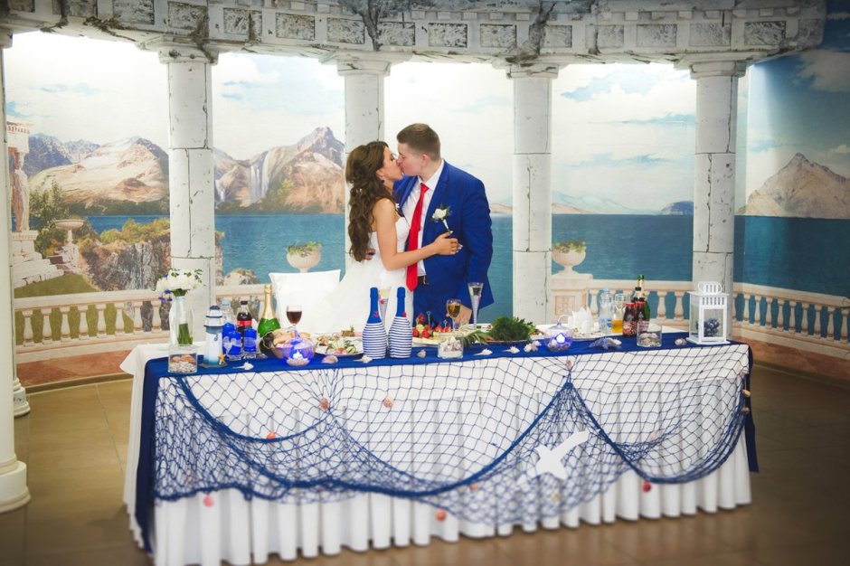 Украшение свадебного зала в морском стиле