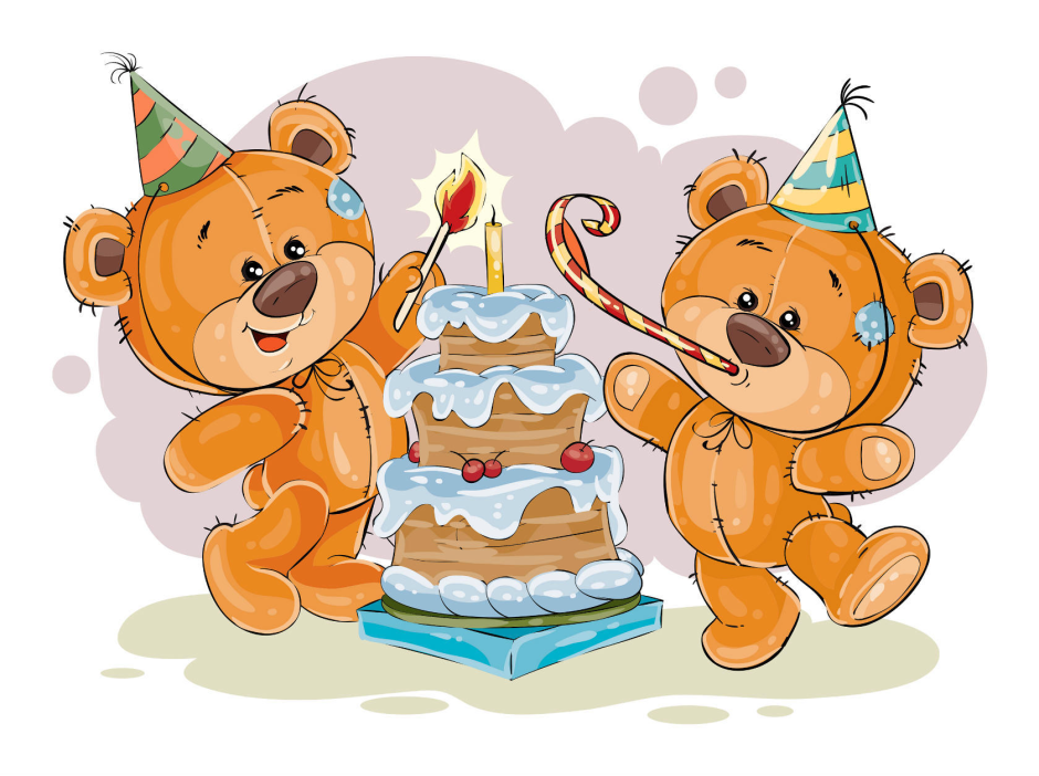 Мишка с тортиком на день рождения