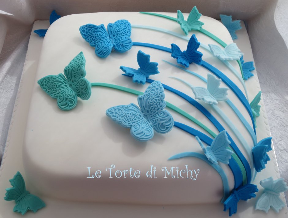 Голубые торты для девочек 12 лет с бабочками