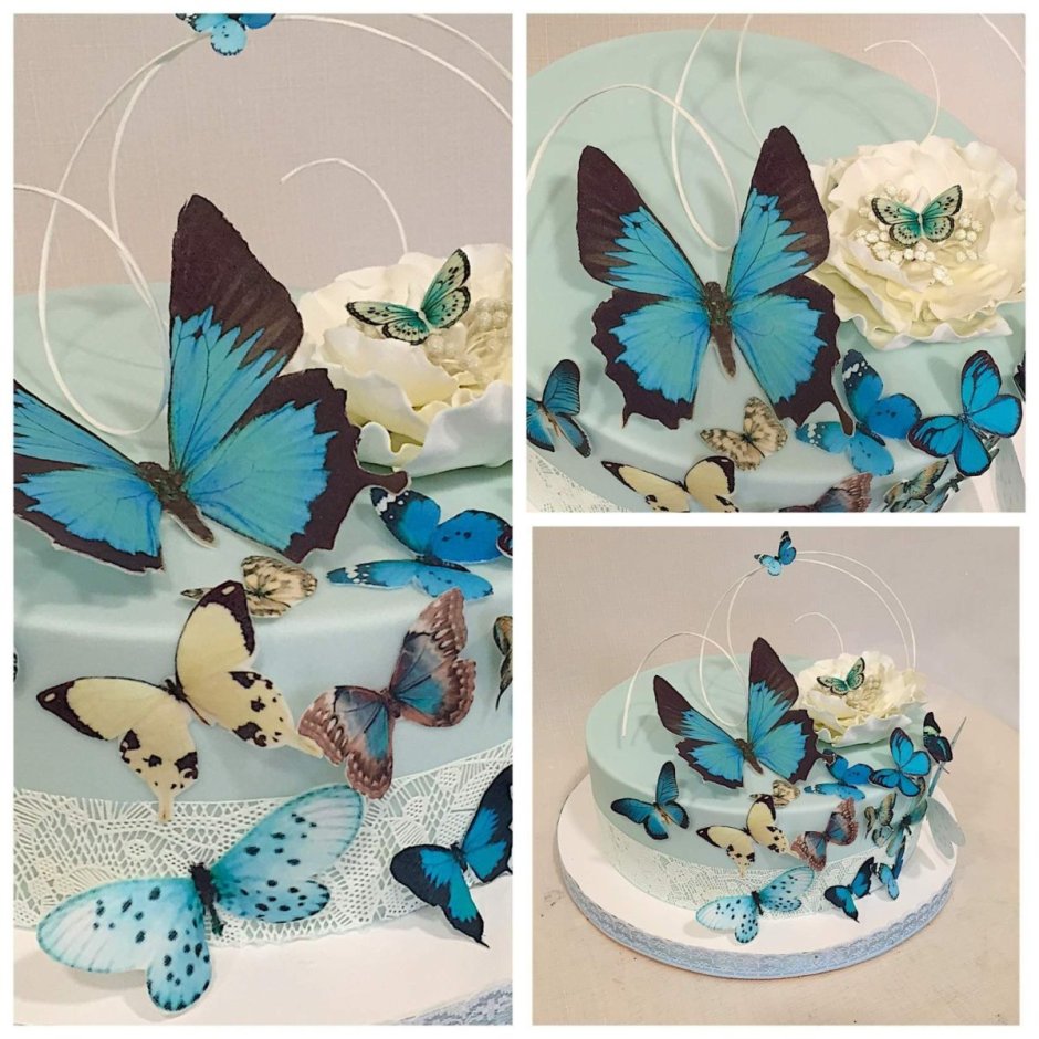 Маленький торт с бабочками