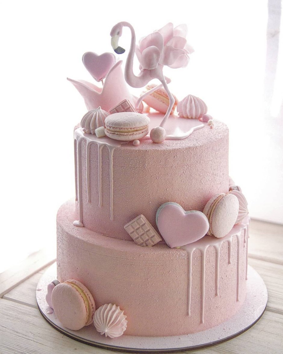 Свадебный торт розовый Фламинго