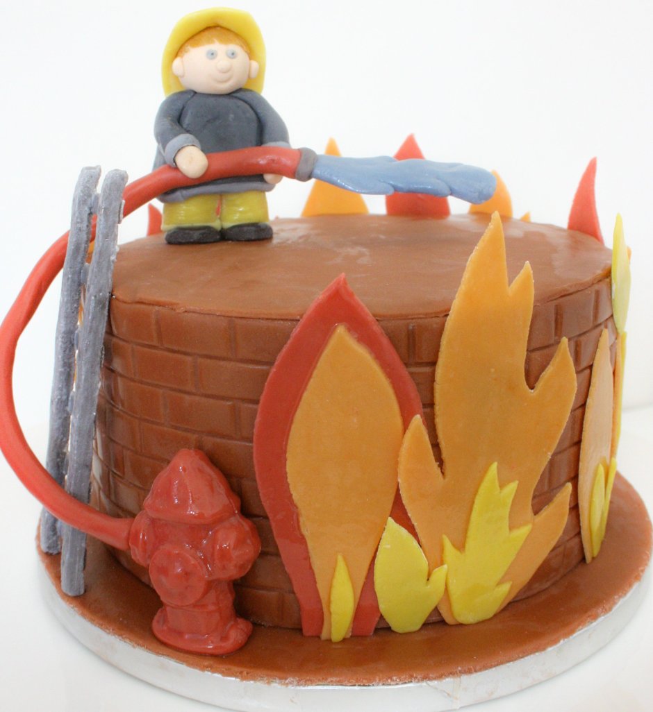 Украшение торта пожарная тематика