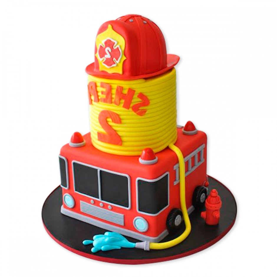 Торт детский с машинками пожарные