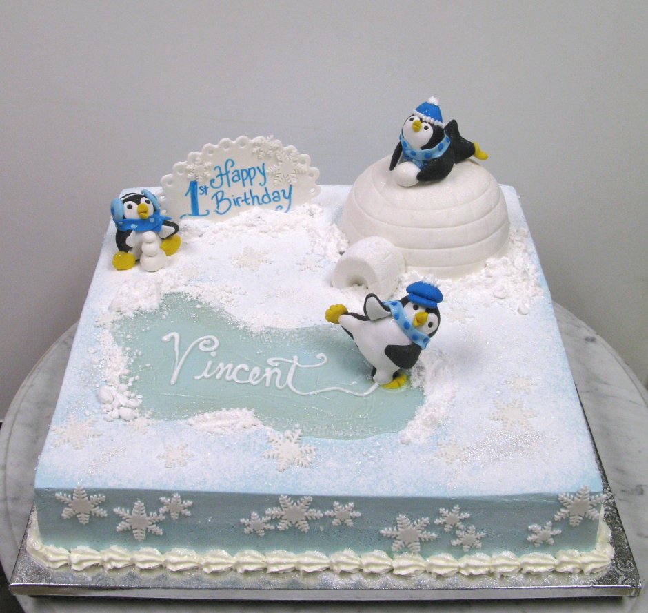 Торт с пингвином для мальчиков