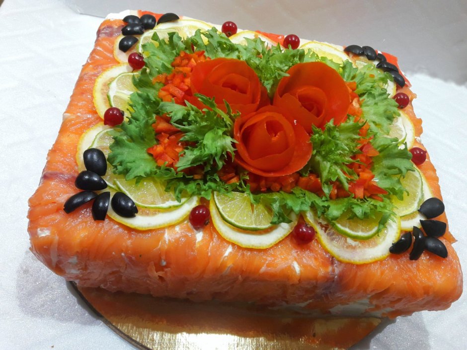 Рыбный бутер торт