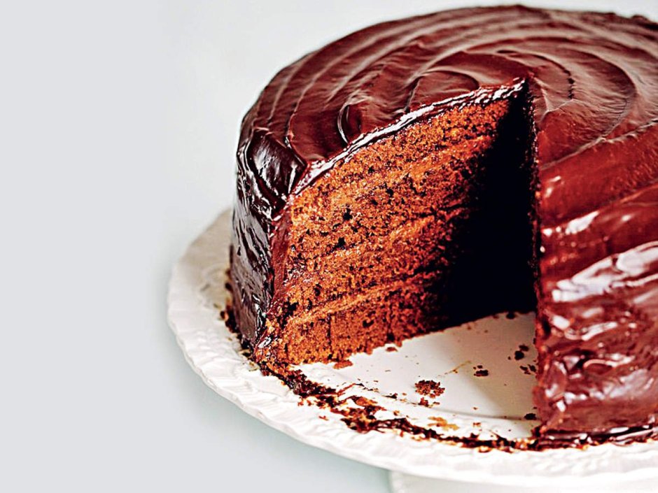 Шоколадный торт с шоколадным кремом и шоколадной глазурью