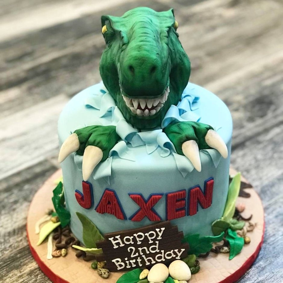 Торт на праздник с динозаврами