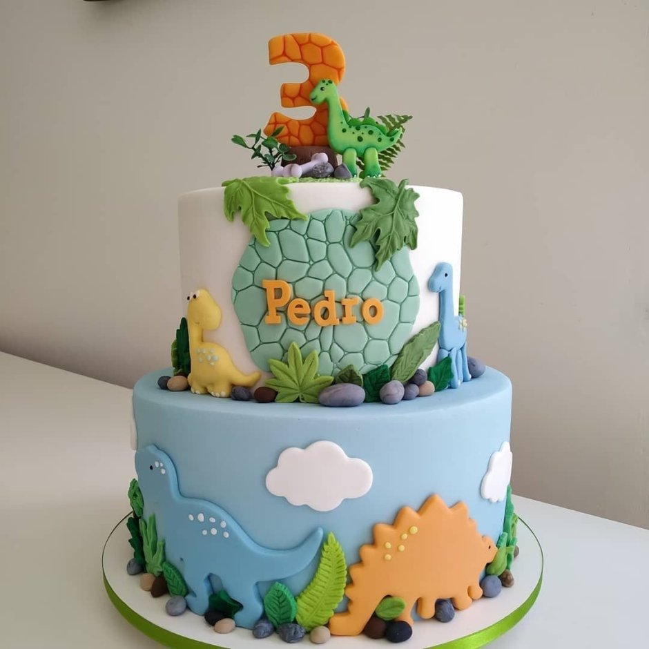 Торт зеленый с динозаврами в я кондитер