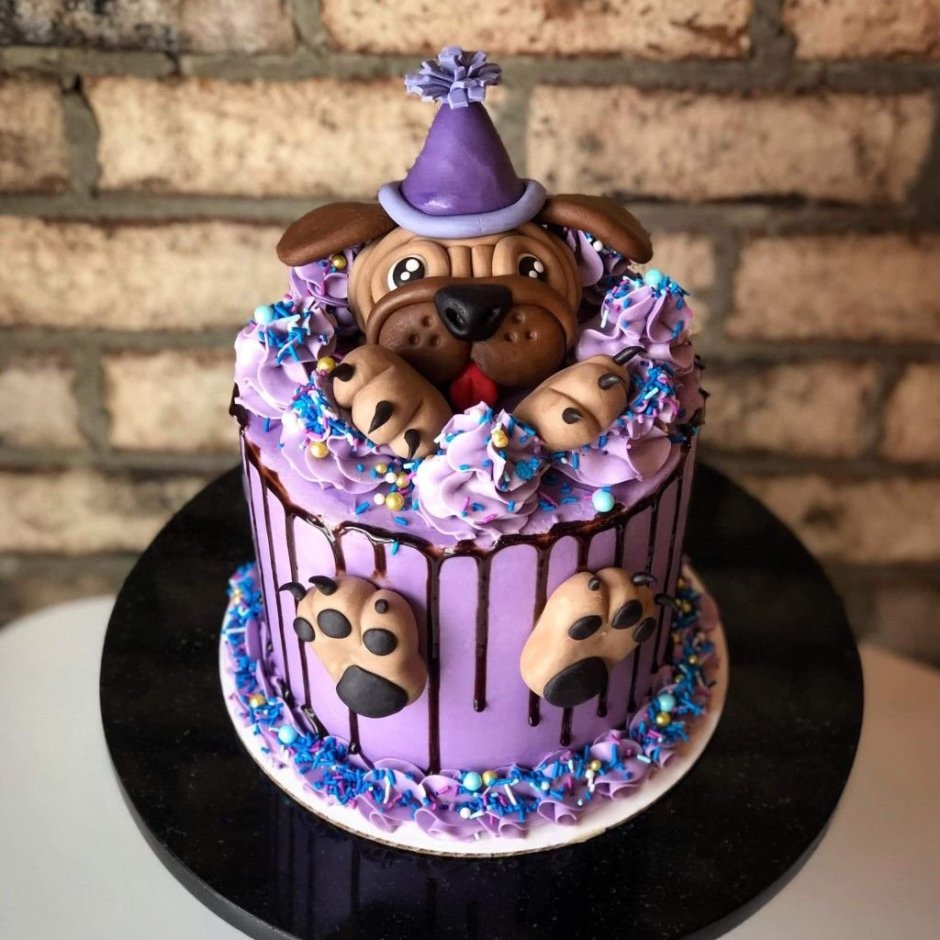Торт с мопсом на день рождения