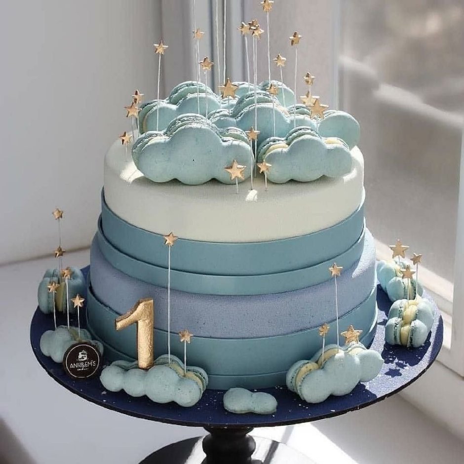 Свадебный торт в синих тонах