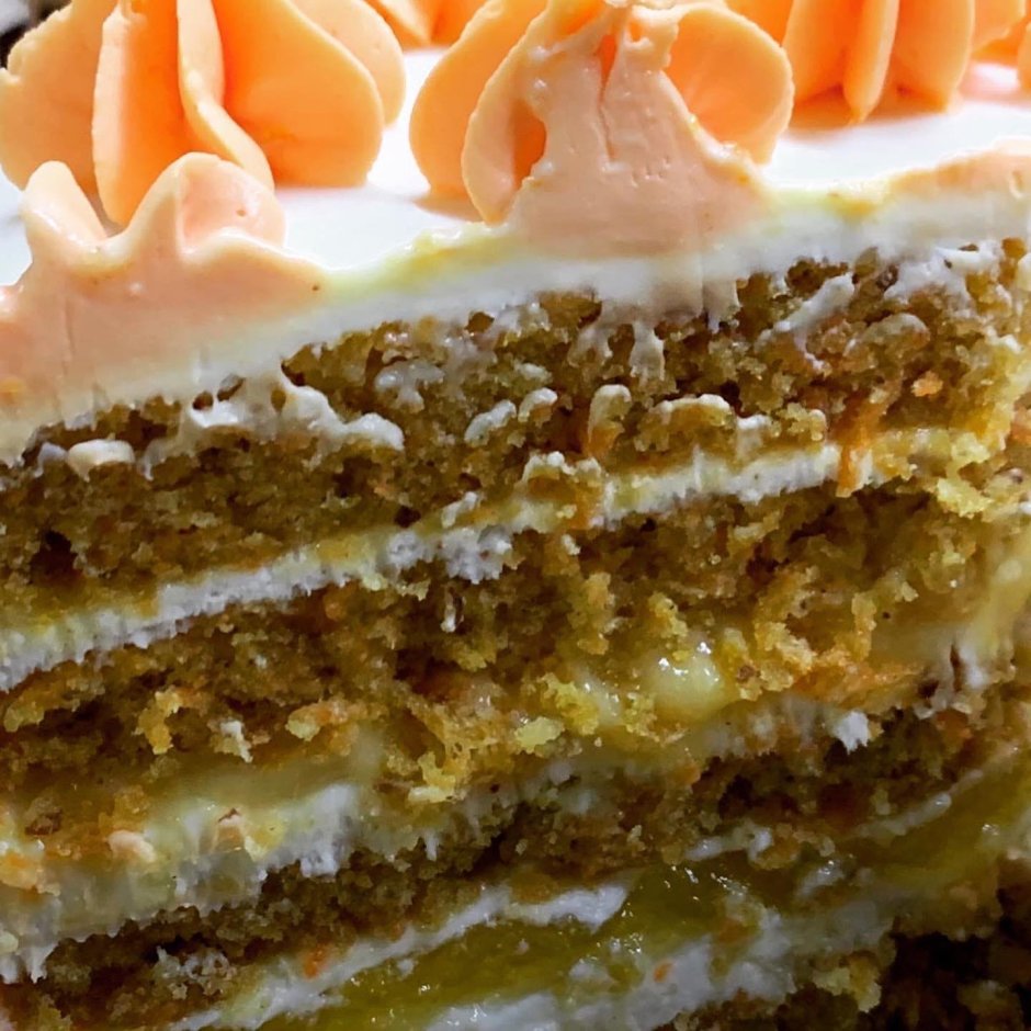 Морковный торт с апельсиновым курдом и кремом чиз