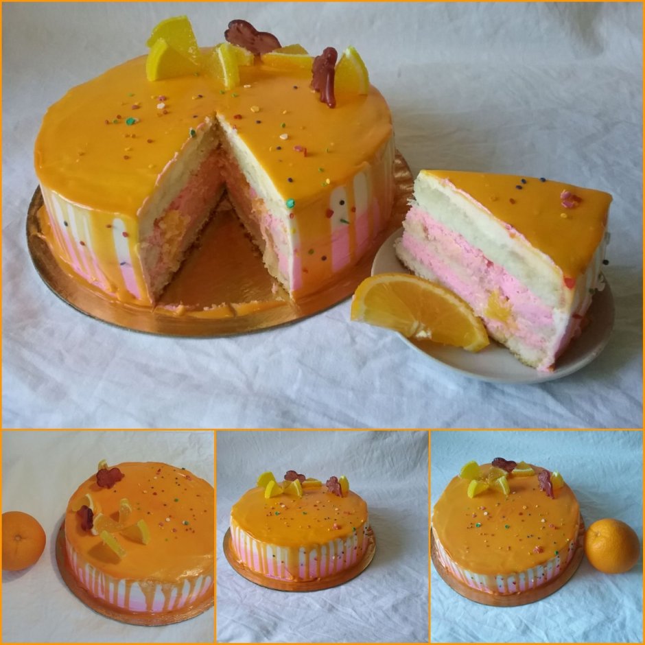 Торт с апельсиновым курдом и кремом чиз