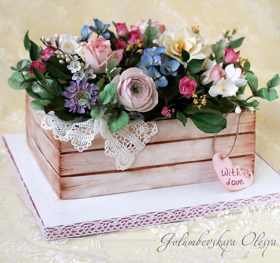 Торт ящик с цветами