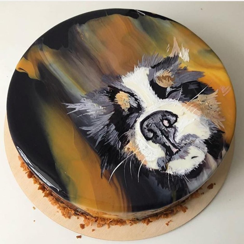 Роспись по торту красками кошка