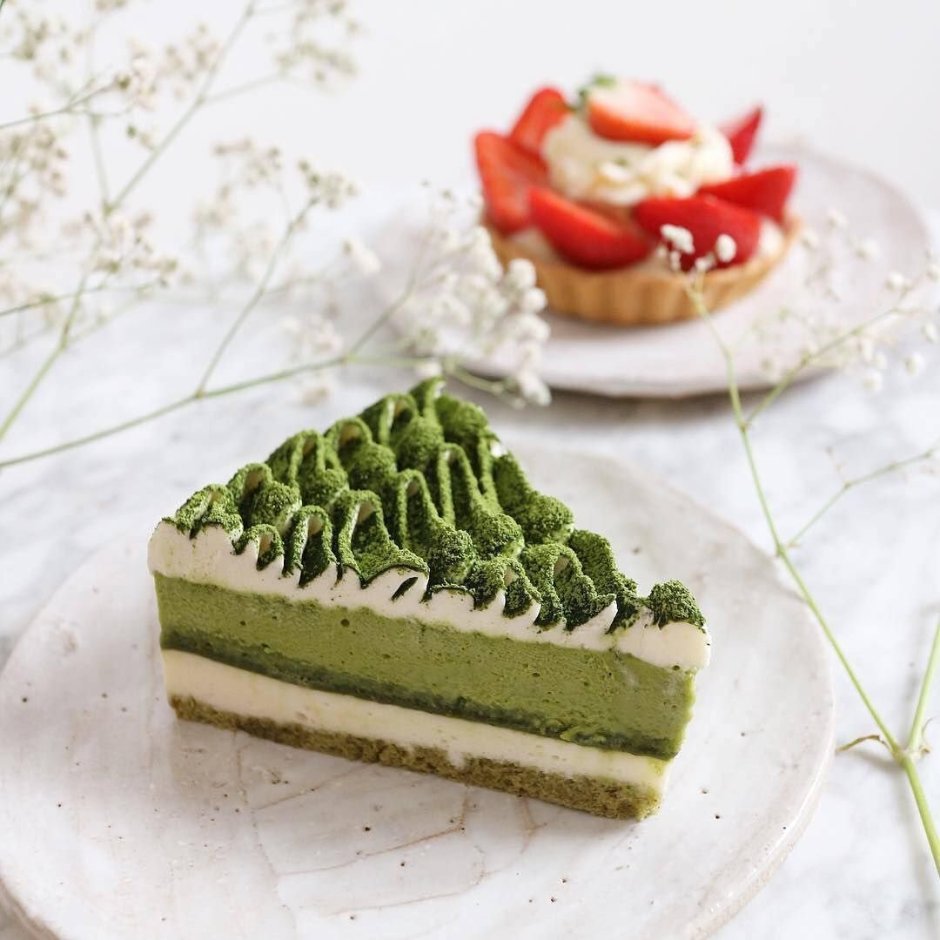 Зеленый бисквит для торта с чаем матча