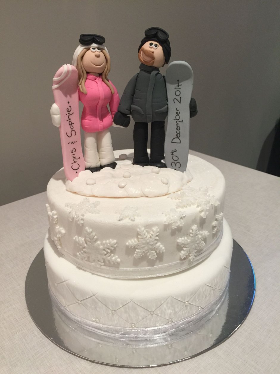 Свадебный торт со сноубордистами