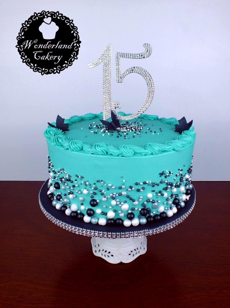 Бирюзовый торт на день рождения 15 лет