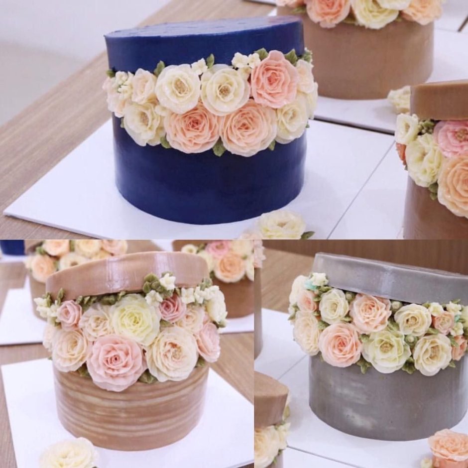 Декор торта коробка с цветами