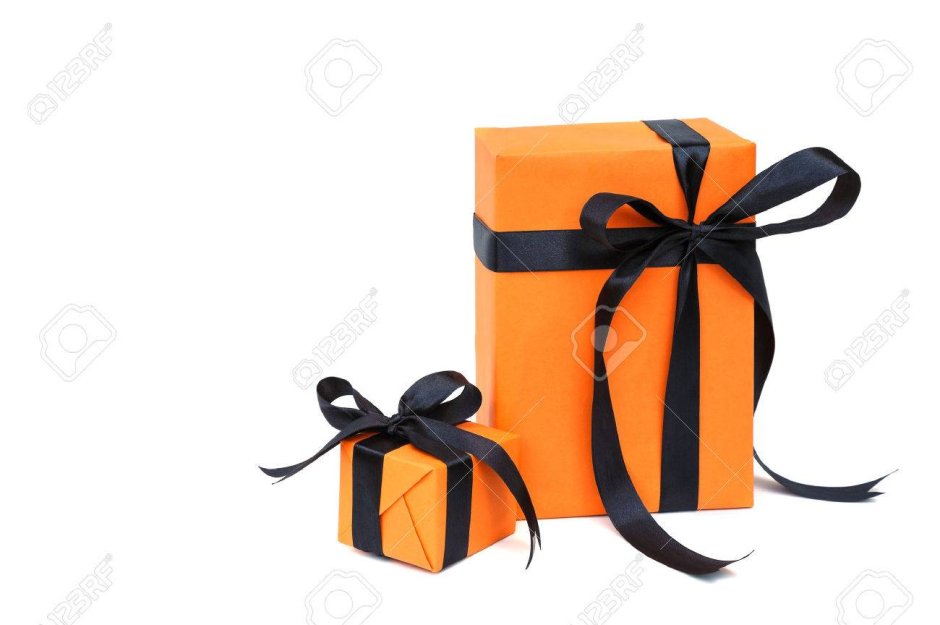 Подарочная коробка черно оранжевая