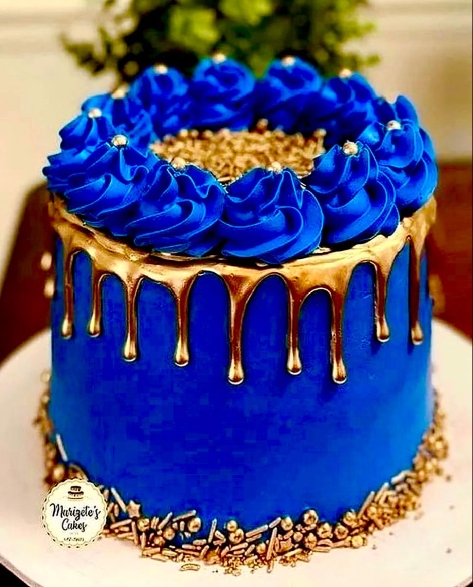 Торт синий с золотом для мужчин