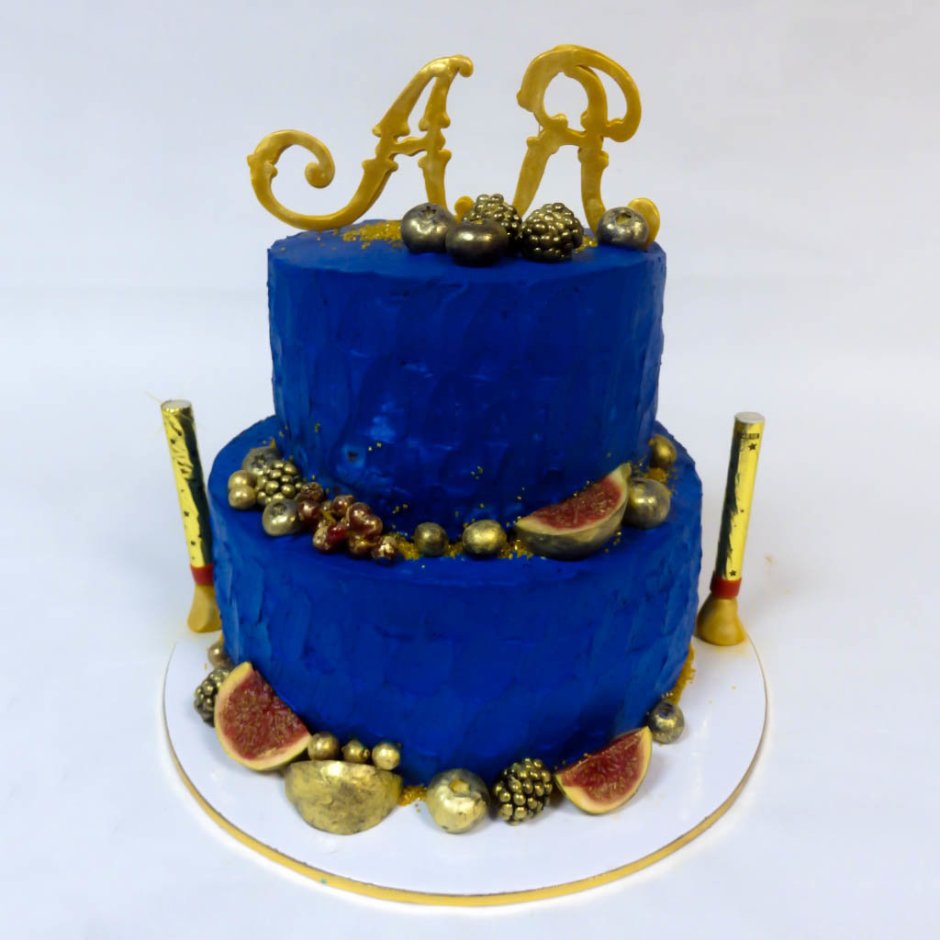 Торт синий золото