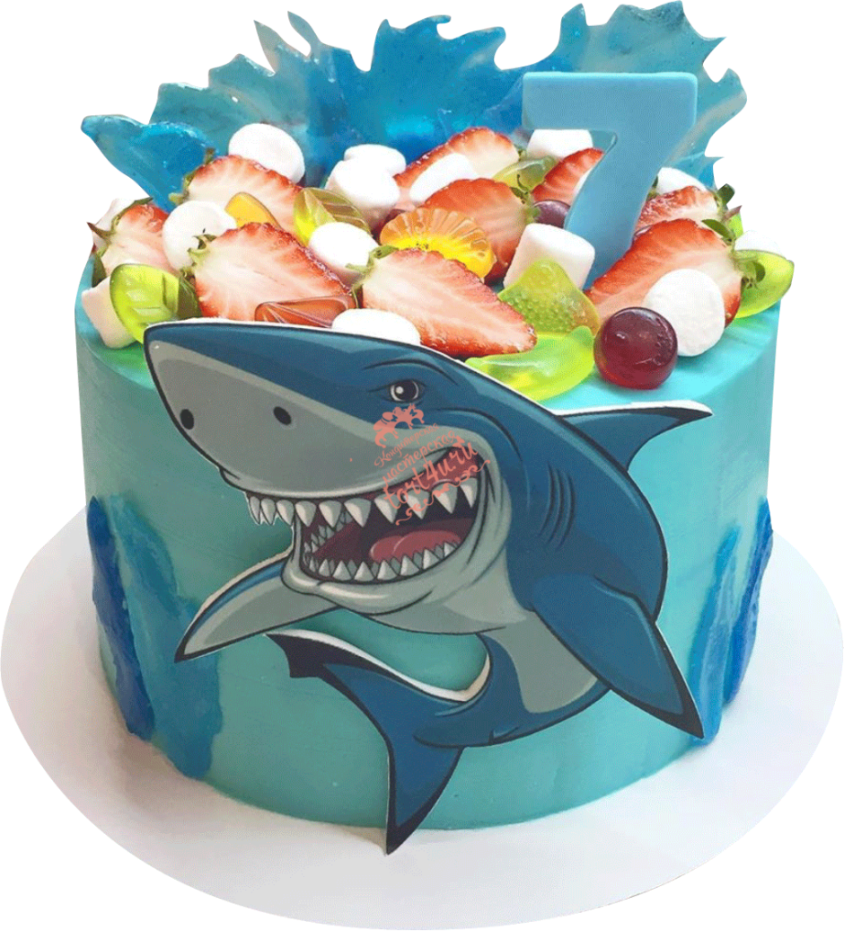 Торт с акулами для мальчика 7 лет