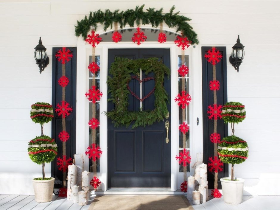 Рождественское украшение на двери мастер класс