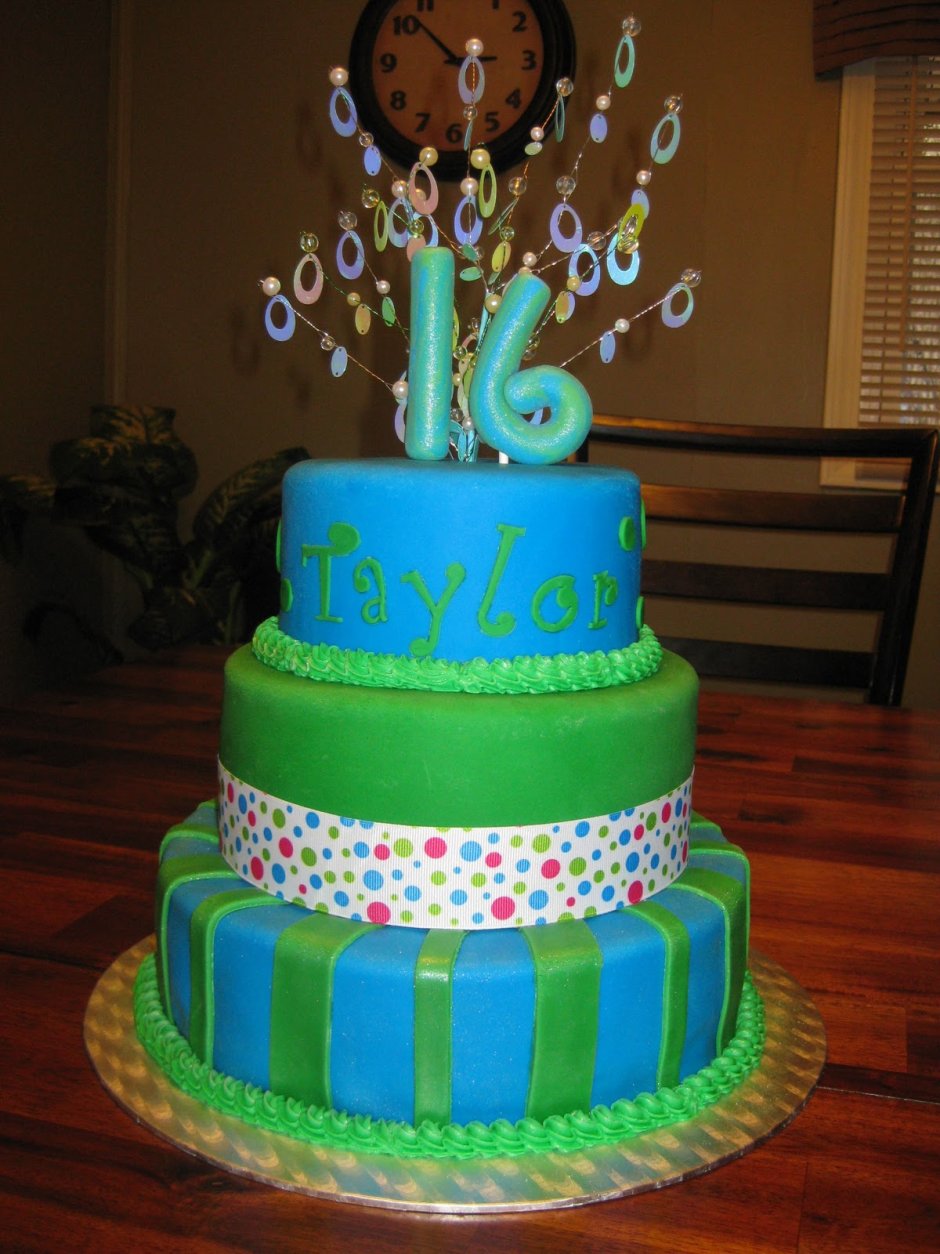 Сине зеленый торт
