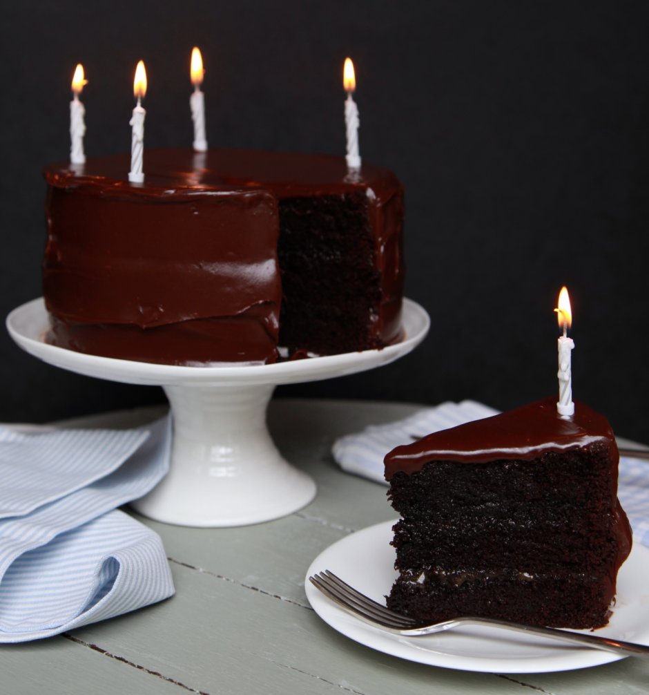 Тортик со свечами шоколадный