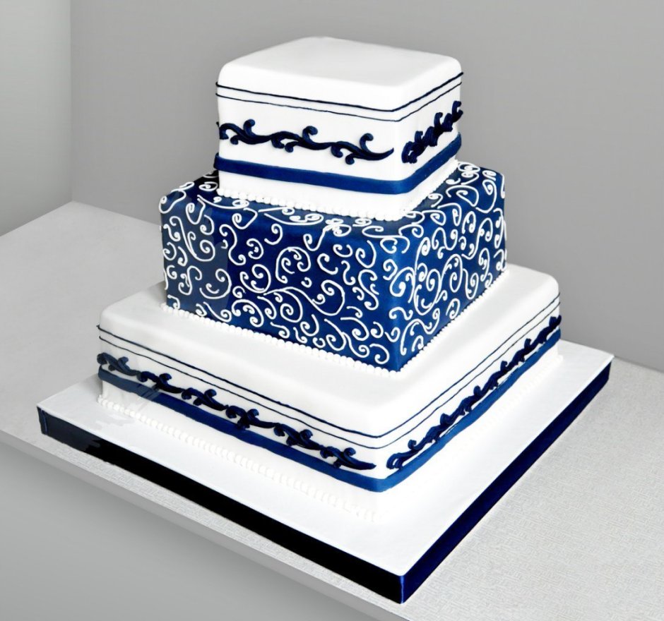 Синий квадратный торт