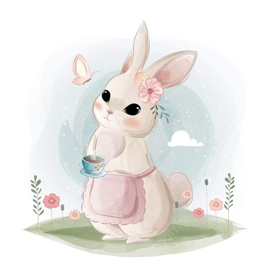 Заяц в чашке иллюстрация