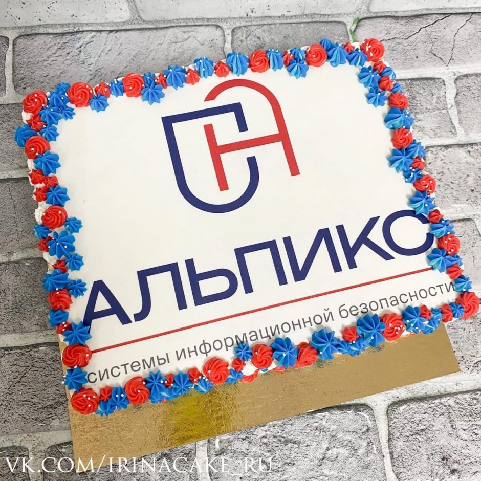 Корпоративный торт с логотипом квадратный