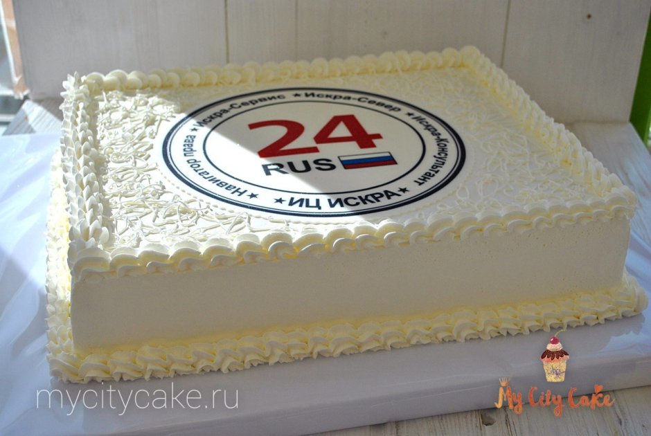 Прямоугольный торт с логотипом компании