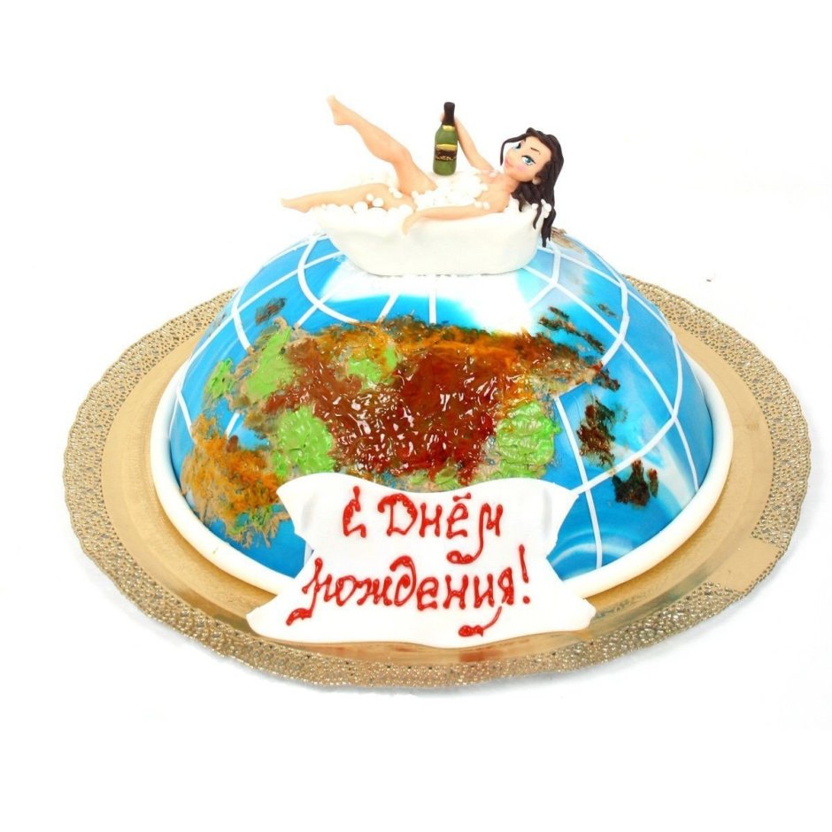 Торт девочка на земном шаре