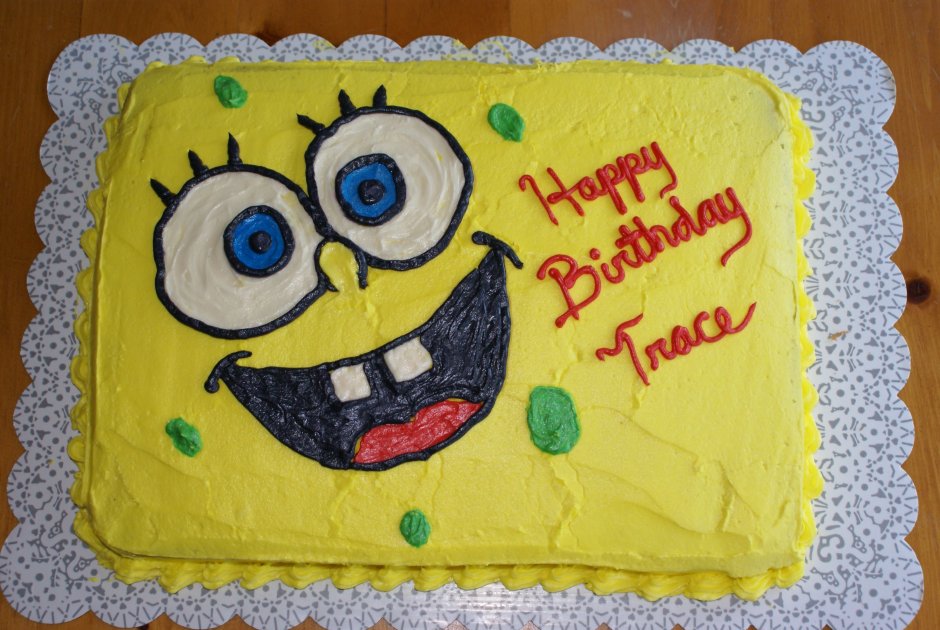 Торт губка Боб с надписью с днем рождения